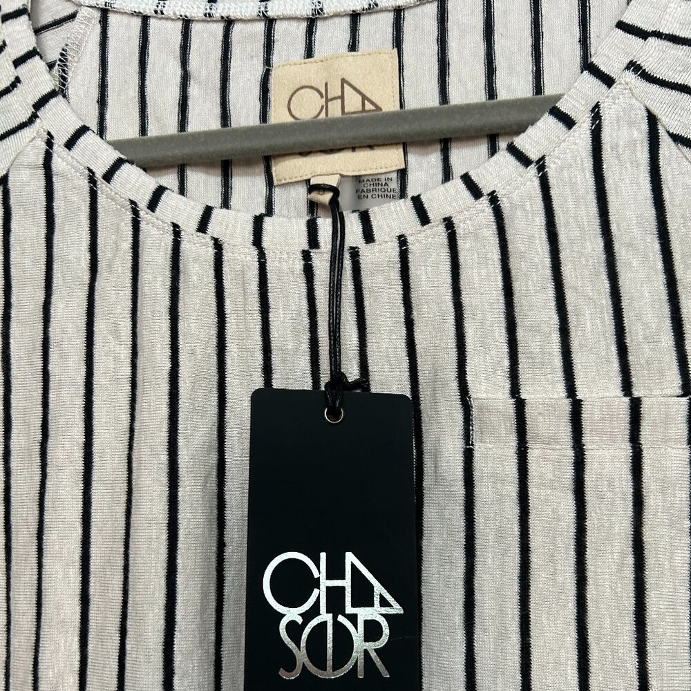 NWT Cha Sor Long Sleeve top Scoop neck stripes Size small